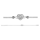 Bracelet Argent 925 Double Chaîne Petit Coeur avec Zirconium Serti