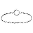 Bracelet Argent 925 Jonc Semi-Rigide Cercle et Zirconium Sertis