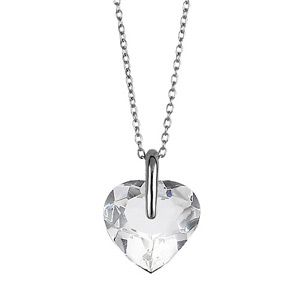 Collier + Pendentif Argent 925 Chaine Forcat Coeur en Cristal