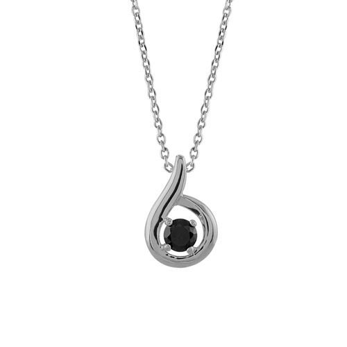 Collier Argent 925 Pendentif Zirconium Noir