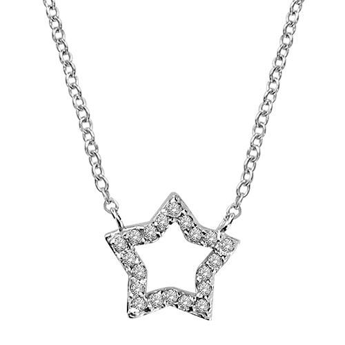 Collier Argent 925 Pendentif Zirconium Etoile Ajourée