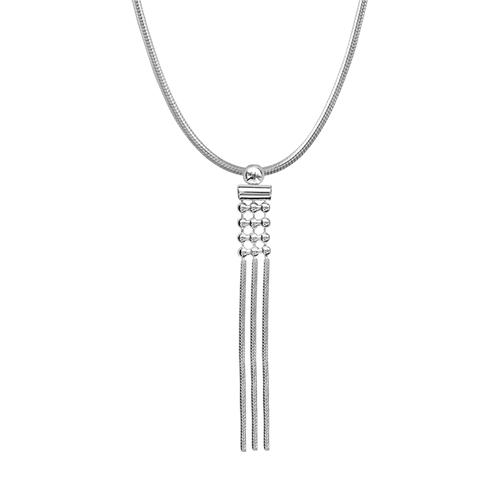 Collier Argent 925 Pendentif Triple Rangs Boules avec Chainettes