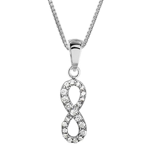 Collier Argent 925 et Zirconium Serti Blanc Symbole Infini