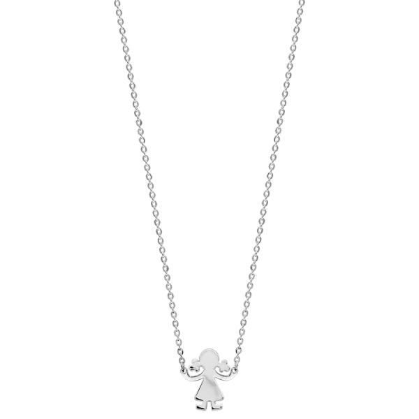 Collier Argent 925 Pendentif Motif Fille