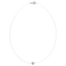 Collier Argent 925 Fil Nylon Pendentif Boule Strass Blanc 5 mm 42 cm