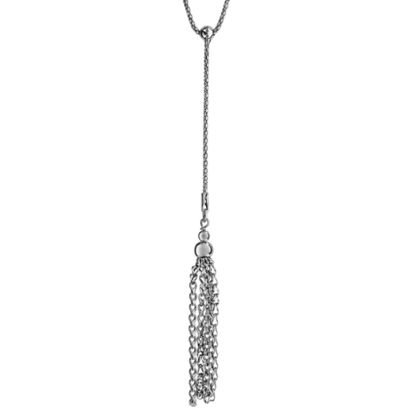 Collier Argent 925 Forme Y Pompon 2 Boules 42 cm