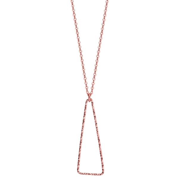 Collier Argent 925 Dorure Rose Pendant Triangle Diamanté