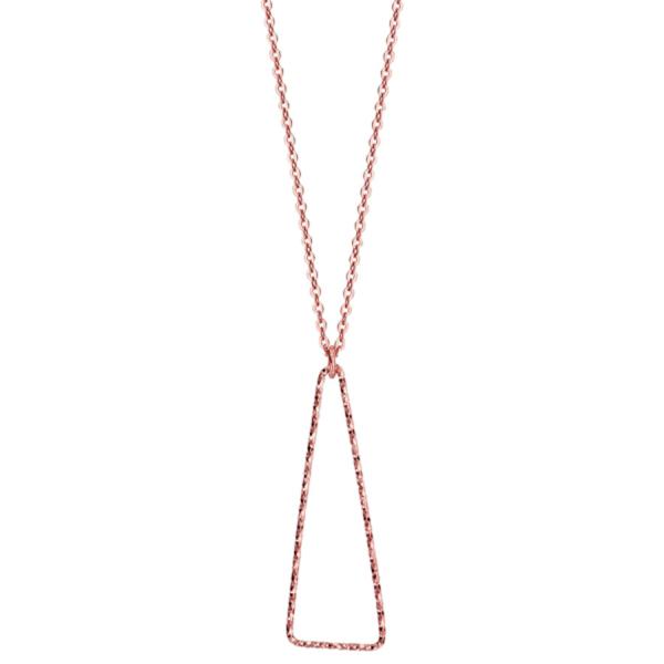 Collier Argent 925 Dorure Rose Pendant Triangle Diamanté