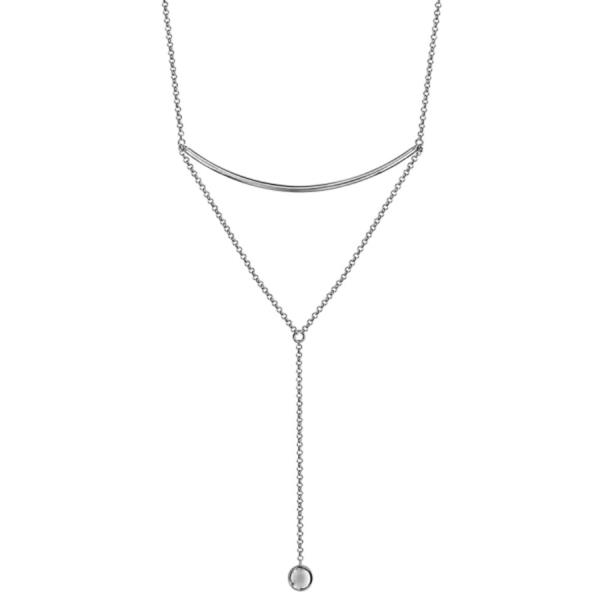 Collier Argent 925 Tube Incurvé et Forme Y 1 Boule