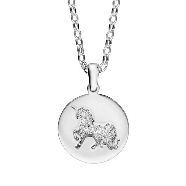 Collier Argent 925 Pendentif Rondelle Licorne