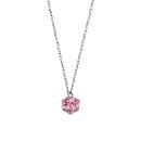 Collier Argent 925 Pendentif Cube Cristal Rose