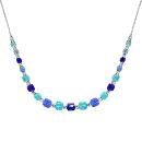 Collier Argent 925 Cubes en Verre Degrade Bleu en Chute