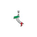 Pendentif Argent 925 Carte Italie avec Résine Couleur