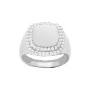 Bague Argent 925 Style Chevalière Plateau Contour Zirconium