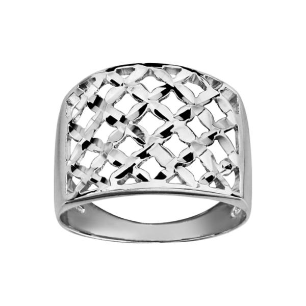 Bague Argent 925 Quadrillage Ajouré Diamanté