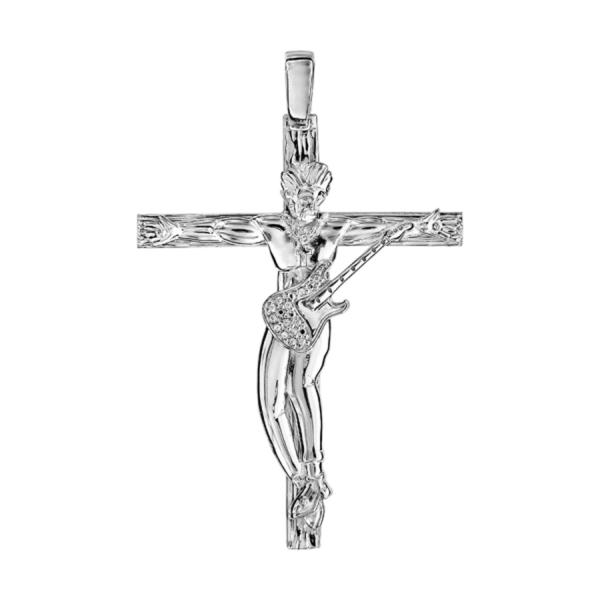 Pendentif Argent 925 Croix Rock Brillante 50 mm