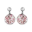 Boucles d'oreilles Acier 316 L Rond Bombé avec Nacre Motif Dégradé Rose