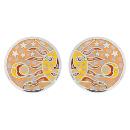 Boucles d'oreilles Acier 316 L Rondes Soleil Jaune Orangé avec Nacre