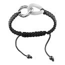 Bracelet Acier 316 L Corde Coulissante Noire Maillon Acier + Céramique