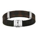 Bracelet Acier 316 L Cuir Buffle Marron Aspect Vieilli