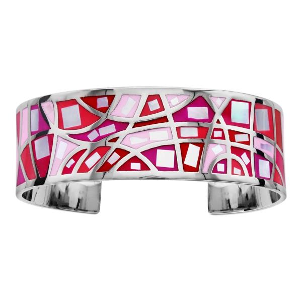 Bracelet Acier 316 L avec Nacre Motif Dégradé Rose