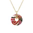 Collier Acier 316 L Doré Anneau Résine Rouge