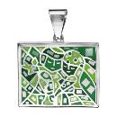 Pendentif Acier 316 L Résine Vert et Nacre 