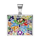 Pendentif Acier 316 L avec Nacre Forme Rectangulaire Papillon Multi-Couleur