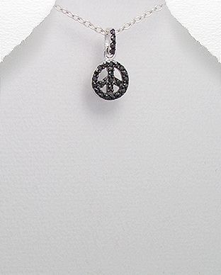 Pendentif Argent 925 et Zirconium Noir Peace