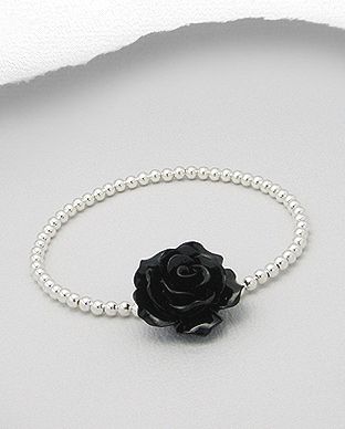 Bracelet Argent 925 et Résine Rose Noire