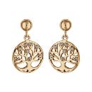 Boucles d'oreilles Plaqué Or Rondelle Arbre de Vie Zirconium Blanc