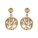 Boucles d'oreilles Plaqué Or Rondelle Arbre de Vie Zirconium Blanc