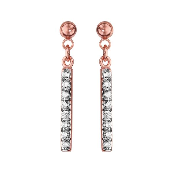 Boucles d'oreiles Plaqué Or Rose Pendante Barette Zirconium Sertis