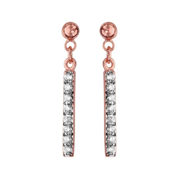 Boucles d'oreiles Plaqué Or Rose Pendante Barette Zirconium Sertis