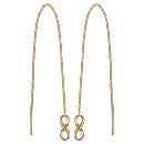 Boucles d'oreilles Plaqué Or Traversante Longue Chainette Baguette et Infini