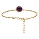 Bracelet Plaqué Or Semi Rigide Pierre Amethyste Véritable