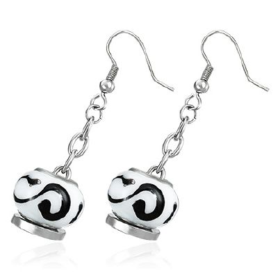 Boucles d'oreilles Acier 316 L et Perles de Verre Bicolore Design