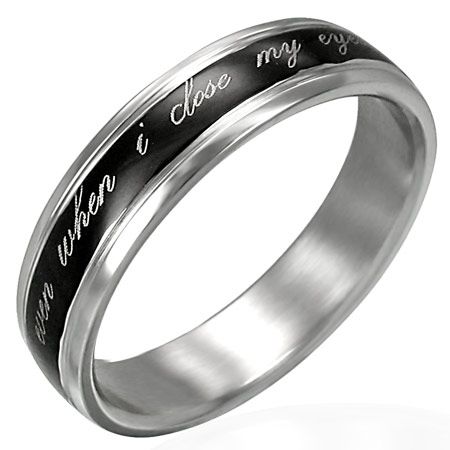 Bague Acier 316 L Bicolore Message I Feel You...