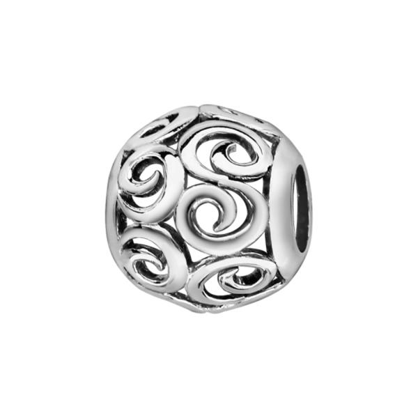 Charms Argent 925 Ajouré Boule Petites Volutes