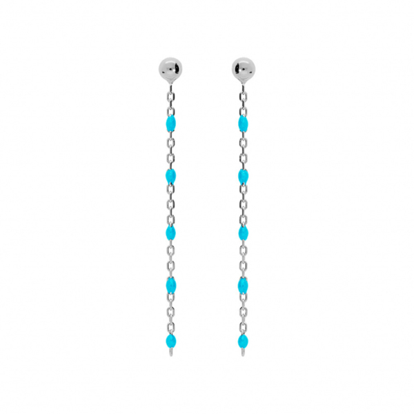 Boucles d'oreilles Tige Argent 925 Olives Résine Turquoise