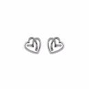 Boucles d'oreilles Argent 925 Coeur Stylisé Zirconium Bicolore