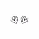 Boucles d'oreilles Argent 925 Coeur Stylisé Zirconium Bicolore