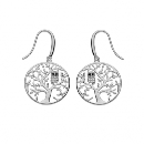 Boucles d'oreilles Argent 925 Rhodié Arbre de Vie avec Hibou