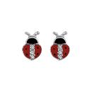 Boucles d'oreilles Argent 925 et Zirconium Enfant Coccinelle