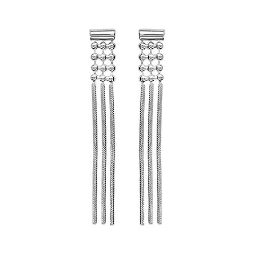 Boucles d'oreilles Argent 925 Triple Rangs Boules avec Chainettes