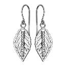 Boucles d'Oreilles Argent 925 Crochet Feuille et Zirconium Sertis