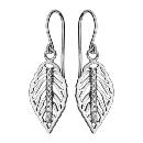 Boucles d'Oreilles Argent 925 Crochet Feuille et Zirconium Sertis