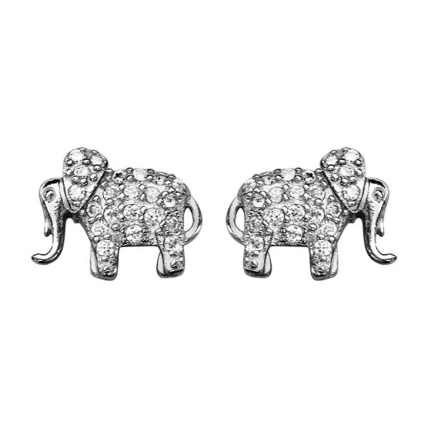 Boucles d'oreilles Argent 925 Eléphant avec Zirconium Serti