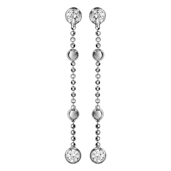 Boucles d'Oreilles Pendantes Argent 925 Boules et Zirconium Sertis