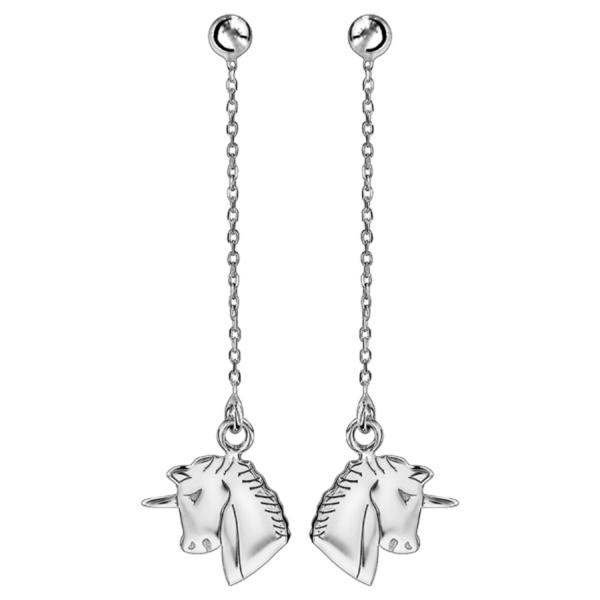 Boucles d'oreilles Argent 925 Pendante Tête de Licorne